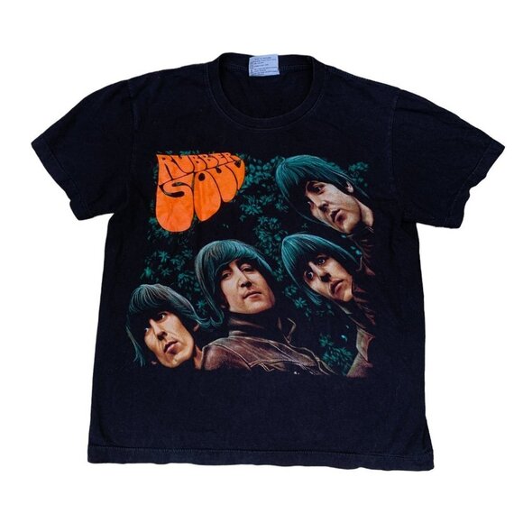 VINTAGE The Beatles Graphic Band Shirt Medium THE ROXX Black - Picture 1 of 9